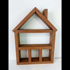 Vintage Wood House Shaped Curio Shelf